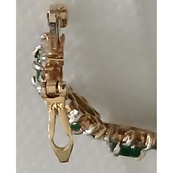 14K Yellow Gold Emerald & Diamond Link Bracelet - Picture 10 of 13